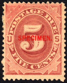 5c Postage Due specimen overprint single, 1884. Creator: Unknown.