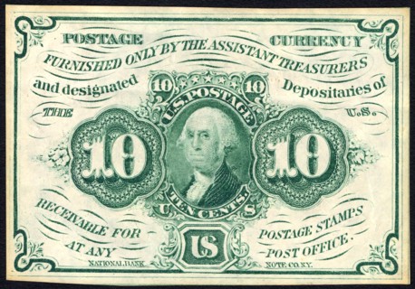 10c Washington postage currency, 1862. Creator: Continental Bank Note Company.