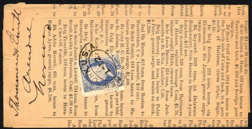 1c Franklin printed matter rate cover, January 12, 1884. Creator: Unknown.