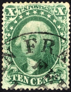 10c Washington type IV single, 1857. Creator: Unknown.