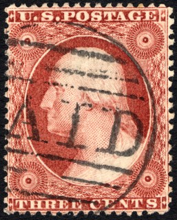 3c Washington type II single, 1857. Creator: Unknown.