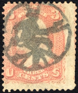 3c Washington with Brattleboro, VT devil & pitchfork single, c. 1861. Creator: Unknown.