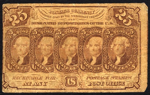 25c Thomas Jefferson postage currency, 1862. Creator: Unknown.