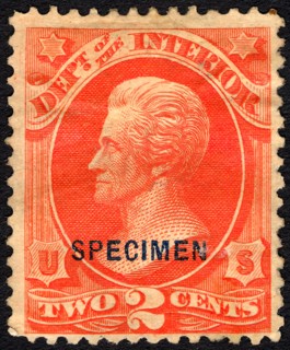 2c Andrew Jackson Interior Department special printing single, 1875. Creator: Unknown.