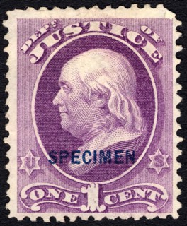 1c Franklin Justice Department special printing single, 1875. Creator: Unknown.
