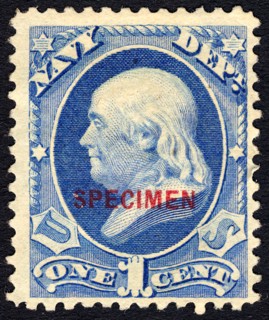 1c Franklin Navy Department special printing single, 1875. Creator: Unknown.
