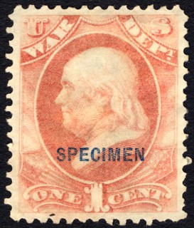 1c Franklin War Department special printing single, 1875. Creator: Unknown.