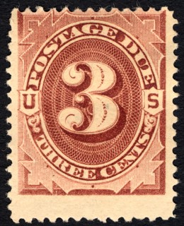 3c Postage Due single, 1879. Creator: Unknown.
