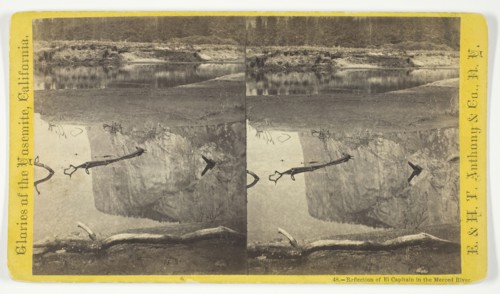 Reflection of El Capitain in the Merced River, 1870/71. Creator: Anthony & Company.