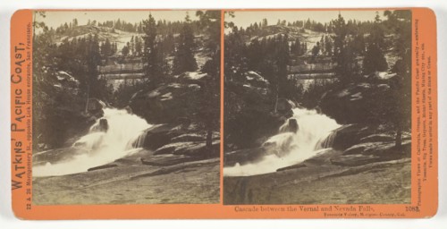 Cascade Between the Vernal and the Nevada Falls, Yosemite Valley, Mariposa County, Cal., 1861/76. Creator: Carleton Emmons Watkins.