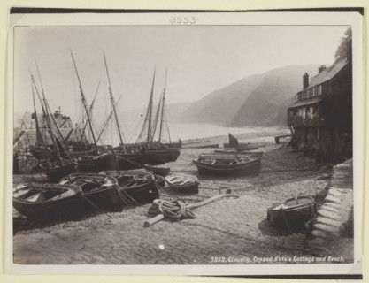 Clovelly, Crazed Kate's Cottage and Beach, 1860/94. Creator: Francis Bedford.
