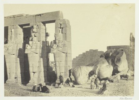 Osiride Pillars and Great Fallen Colossus, at the Memnonium, Thebes, 1857. Creator: Francis Frith.