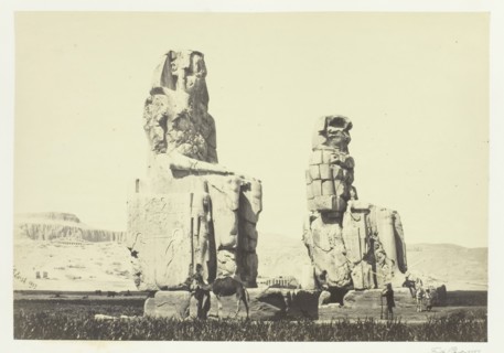 The Statues of Memnon, Plain of Thebes, 1857. Creator: Francis Frith.