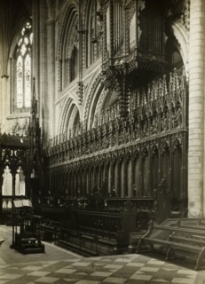 Ely Cathedral: Choir Stalls, 1891. Creator: Frederick Henry Evans.