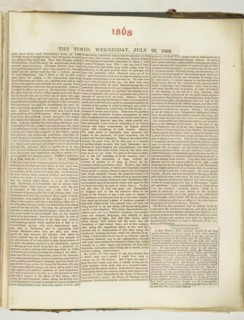 Untitled [cuttings from "The Times" newspaper], 22 July 1868.  Creator: Georgina Cowper.