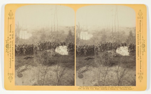 1st Ark. Con. Regt. making a charge in "Hornets Nest", 1887. Creator: Henry Hamilton Bennett.