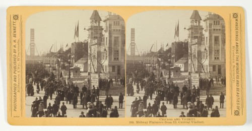 Midway Plaisance from Ill. Central Viaduct, 1887/93. Creator: Henry Hamilton Bennett.