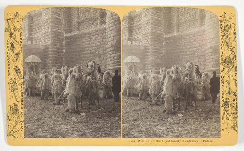 Waiting for the Royal family at entrance to Palace, 1886/88. Creator: Henry Hamilton Bennett.