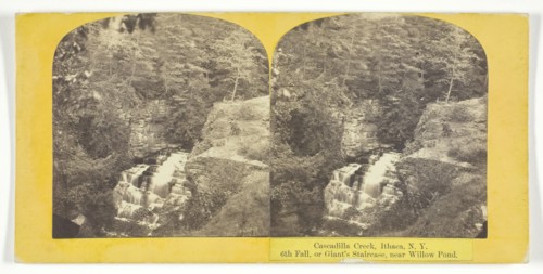 Cascadilla Creek, Ithaca, N.Y. 6th Fall, or Giant's Staircase, near Willow Pond, 1860/65. Creator: J. C. Burritt.