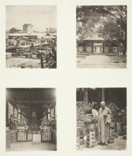 A Canton Pawn Shop; Honam Temple, Canton; Temple of Five Hundred Gods, Canton..., c. 1868. Creator: John Thomson.
