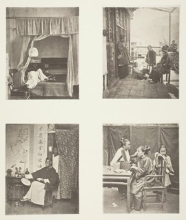A Whiff of the Opium Pipe at Home; After Dinner; Reading for Honours; The Toilet, c. 1868. Creator: John Thomson.