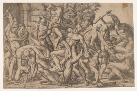 Combat of Naked Men, 1535-55. Creator: Jean Mignon.
