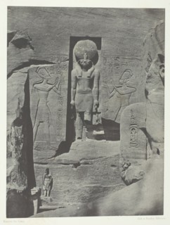 Ibsamboul, Sculptures de l'Entrée du Spéos de Phrè, Nubie, 1849/51, printed 1852. Creator: Maxime du Camp.
