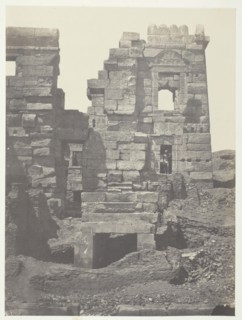 Médinet-Habou, Façade Septentrionale du Gynécée de Ramsès-Méiamoun; Thèbes, 1849/51. Creator: Maxime du Camp.