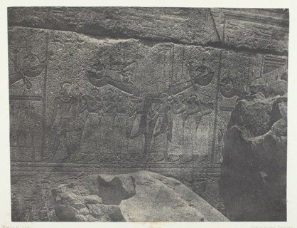Palais de Karnak, Sculptures Extérieures du Sanctuaire de Granit; Thèbes, 1849/51, printed 1852. Creator: Maxime du Camp.