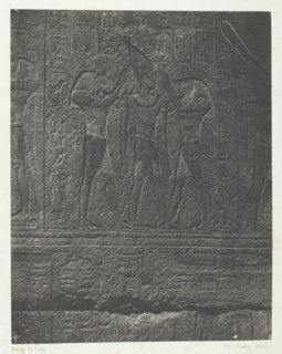 Palais de Karnak, Sculptures Extérieures du Sanctuaire de Granit; Thèbes, 1849/51, printed 1852. Creator: Maxime du Camp.