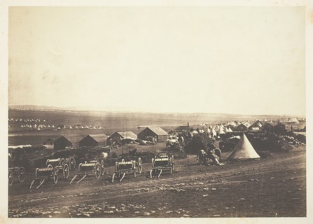 Artillery Waggons, Balaklava in the Distance, 1855. Creator: Roger Fenton.