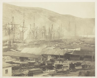 Railway Sheds and Workshops, Balaklava, 1855. Creator: Roger Fenton.