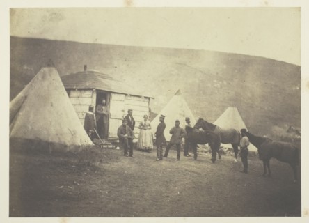 Untitled [group of men and a woman, Crimea], 1855.  Creator: Roger Fenton.