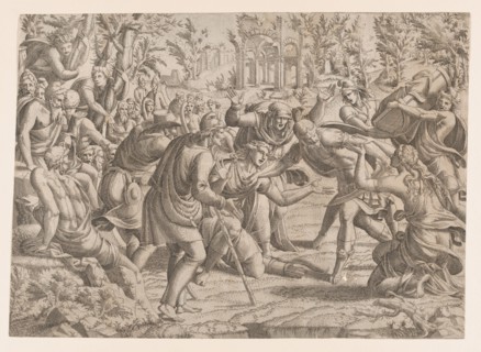 The Treacherous Sinon Brought into the Trojan's Camp by the Shepherds, 1535-55. Creator: Jean Mignon.