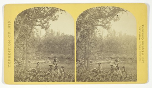 Coyotero Apache Scouts, at Apache Lake, Sierra Blanca Mountains, Arizona. Two members..., 1873. Creator: Tim O'Sullivan.