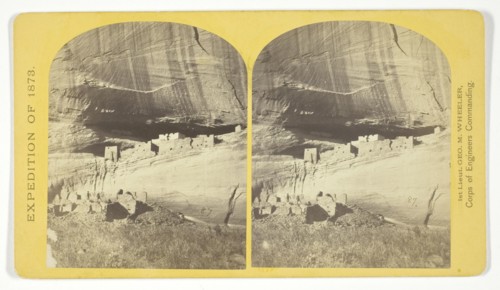 Ruins in Cañon de Chelle, N. M., in a cavity in the wall, 60 feet above present bed of Cañon..., 187 Creator: Tim O'Sullivan.