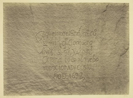 Historic Spanish Record of the Conquest, South Side of Inscription Rock..., 1873. Creator: Tim O'Sullivan.