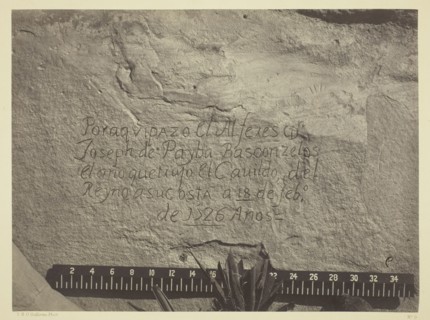 Historic Spanish Record of the Conquest, South Side of Inscription Rock, N.M., 1873. Creator: Tim O'Sullivan.