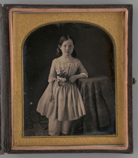 Untitled (Portrait of a Girl Holding Flowers), 1847. Creator: Unknown.