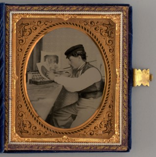 Untitled (Portrait of a Man Painting), 1865. Creator: Unknown.