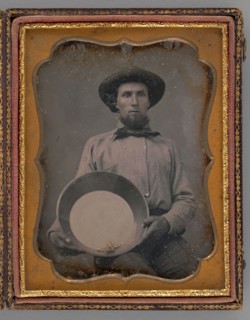 Untitled (Portrait of a Man Wearing a Hat, Holding a Mining Pan), 1854. Creator: Unknown.
