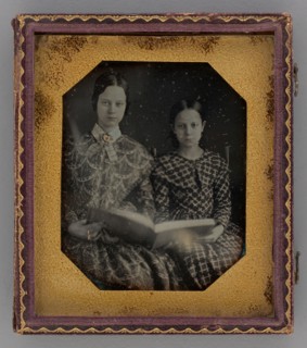 Untitled (Portrait of Seated Two Girls Holding a Book), 1848. Creator: Unknown.