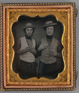 Untitled (Portrait of Two Men Wearing Straw Hats), 1855. Creator: Unknown.