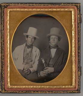 Untitled (Portrait of Two Men with Top Hats), 1855. Creator: Unknown.