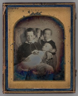 Untitled (Two Boys Holding a Deceased Baby), 1850. Creator: Unknown.
