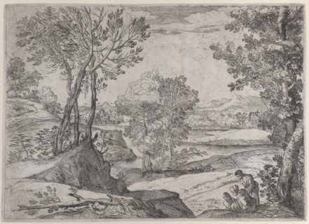 A family seated by a river, 1643. Creator: Giovanni Francesco Grimaldi.