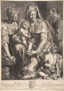 Virgin and Child with Saint Catherine, Francis of Assisi and John the Baptist, mid 17th century. Creator: Giovanni Battista Bonacina.