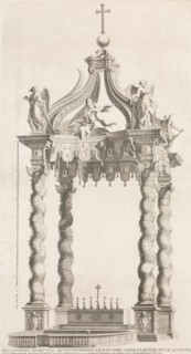 Isolated View of Bernini's Baldacchino. Plate 39 from the Album 'Basilica di S. Pietro ..., 1653-91. Creator: Giovanni Giacomo De Rossi.