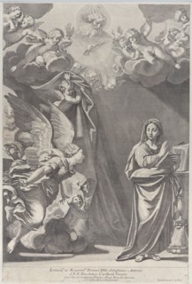 The Annunciation, with Gabriel and other angels at left and God the Father above, 168..., 1687-1717. Creator: Giacomo-Maria Giovannini.