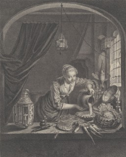 Milkmaid after the painting of G.Dou in the Cabinet of Mr. Poullain, mid-17th century. Creator: Charles François Adrien Macret.